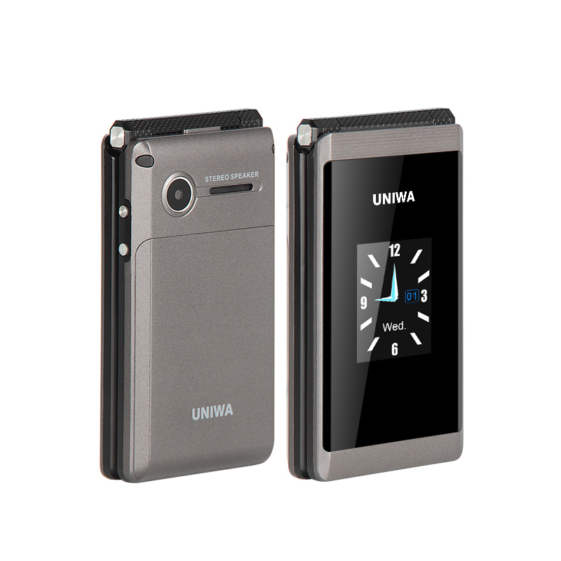 Unlock Cell Phone UNIWA X28 2.8/1.77 Inch Dual Screen SOS Function Big Button Flip Mobile Phone Sucessful Business Man's Choice