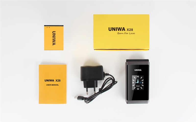 Unlock Cell Phone UNIWA X28 2.8/1.77 Inch Dual Screen SOS Function Big Button Flip Mobile Phone Sucessful Business Man's Choice