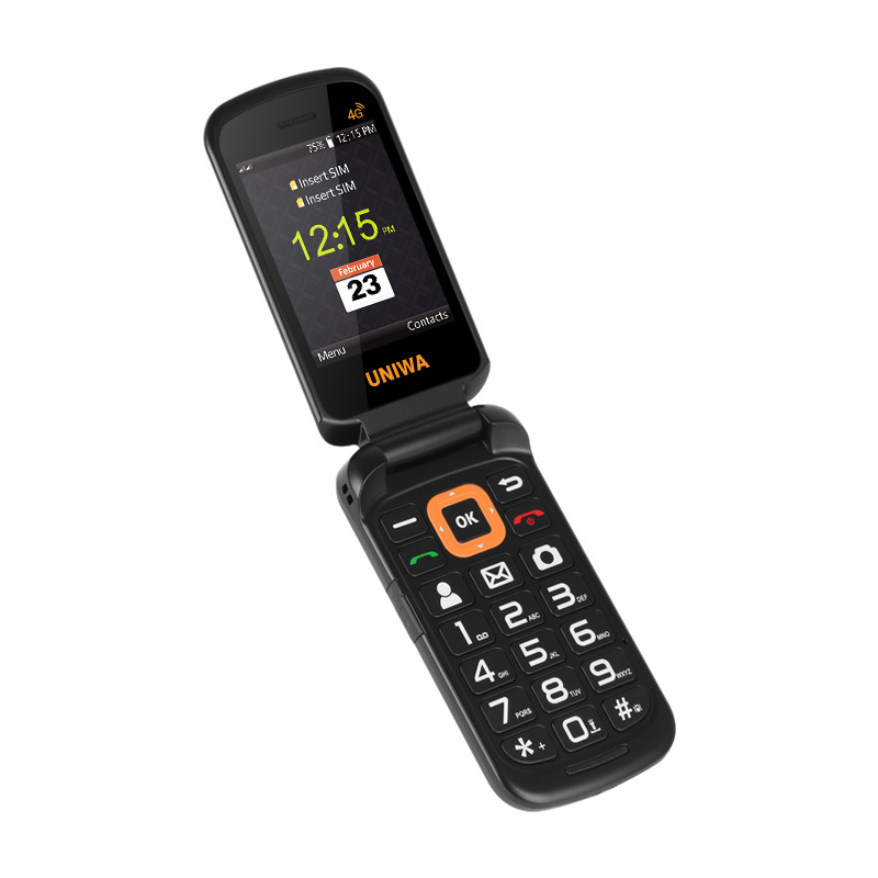 Wholesale 2.8"/1.77" Double Screen IP68 Waterproof SOS Function 4G Rugged Flip Phone Flip Mobile Phone UNIWA V909T