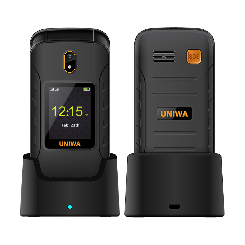Wholesale 2.8"/1.77" Double Screen IP68 Waterproof SOS Function 4G Rugged Flip Phone Flip Mobile Phone UNIWA V909T