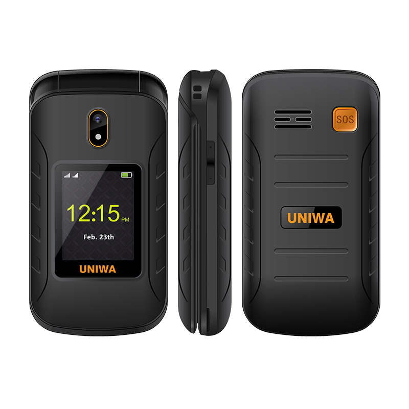Wholesale 2.8"/1.77" Double Screen IP68 Waterproof SOS Function 4G Rugged Flip Phone Flip Mobile Phone UNIWA V909T