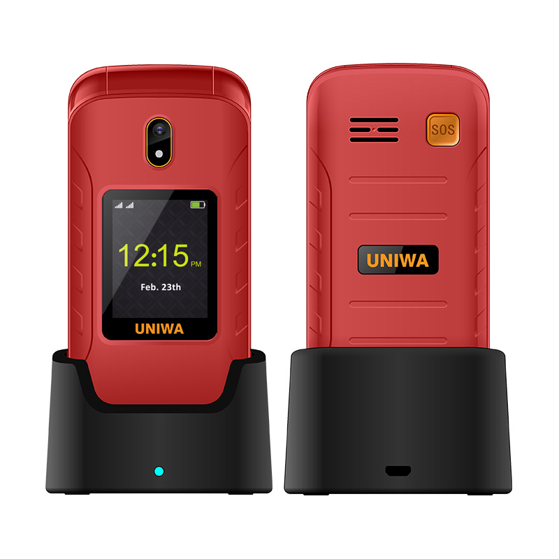 Wholesale 2.8"/1.77" Double Screen IP68 Waterproof SOS Function 4G Rugged Flip Phone Flip Mobile Phone UNIWA V909T