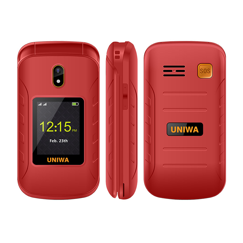 Wholesale 2.8"/1.77" Double Screen IP68 Waterproof SOS Function 4G Rugged Flip Phone Flip Mobile Phone UNIWA V909T