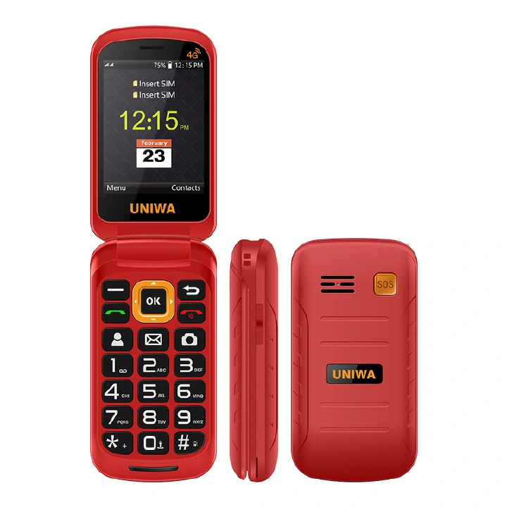 Wholesale 2.8"/1.77" Double Screen IP68 Waterproof SOS Function 4G Rugged Flip Phone Flip Mobile Phone UNIWA V909T