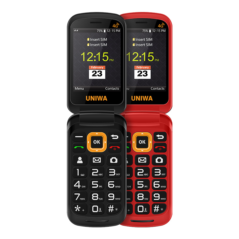 Wholesale 2.8"/1.77" Double Screen IP68 Waterproof SOS Function 4G Rugged Flip Phone Flip Mobile Phone UNIWA V909T