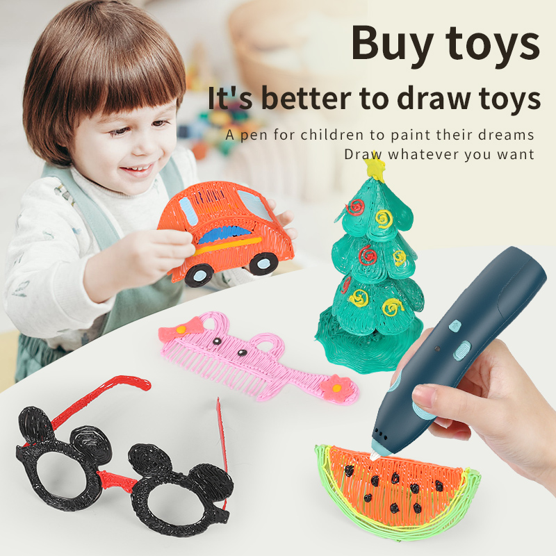 Drawing Pens 3d Printing Best for Kids 3D DIY Printer Pen With Silicone pad Christmas Birthday Gift toys Air drawing bundled with low temperature filament