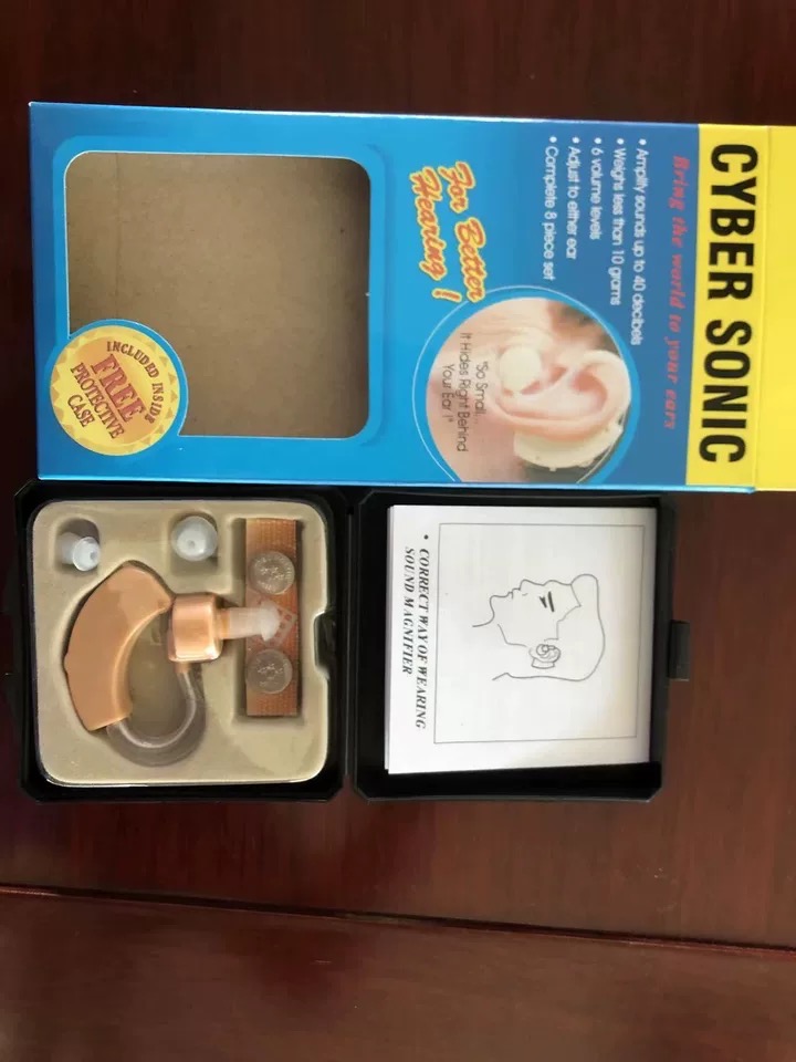 Ear Hearing Aid Kit Adjustable Behind Ear Invisible Sound Amplifier with 2 Button Batteries