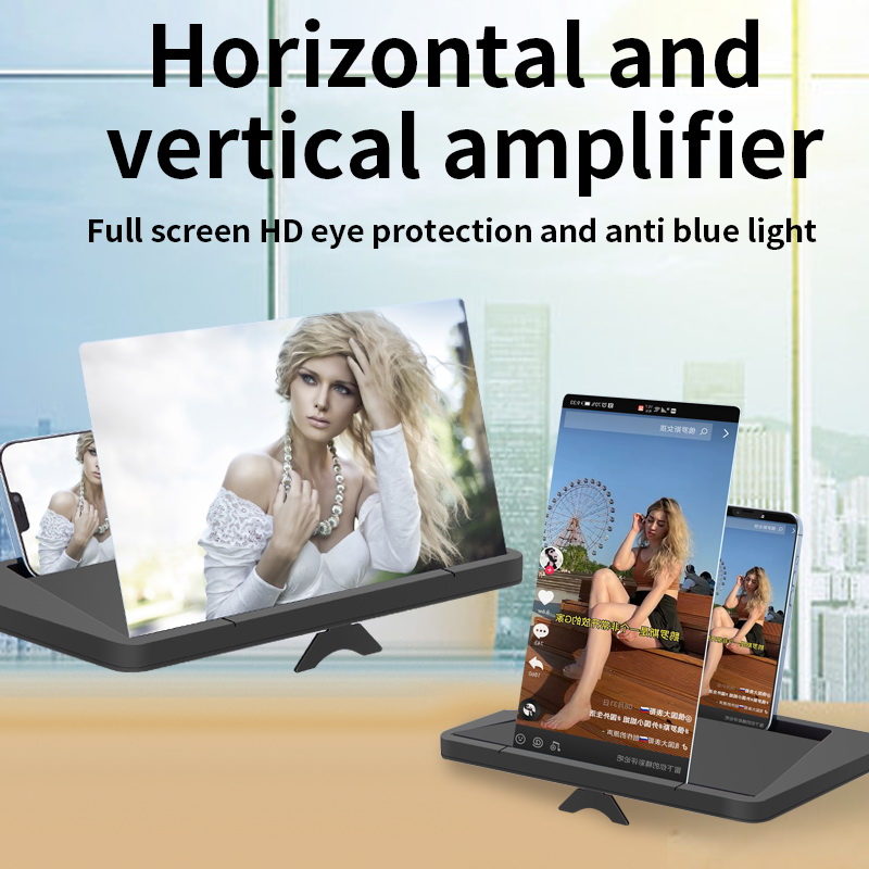 Horizontal and Vertical screen Mobile phone amplifier 3D HD Cell Phone Screen Amplifier Compatible with All Smartphones