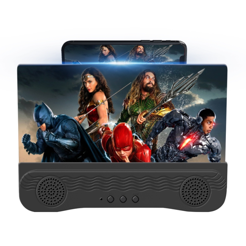 12 Inch Mobile Phone Screen Magnifier With Bluetooth Double Speaker 360° Surround Sound HD Video Amplifier Stand For Enlarge Phone Screen