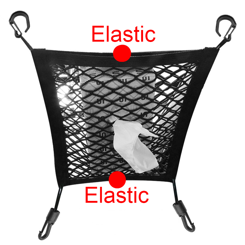 Universal Elastic Mesh Net Trunk Bag Car Mesh Organizer Seat Back Net Bag Barrier of Backseat Pet Kids Cargo Tissue Purse Holder Driver Storage Netting Pouch