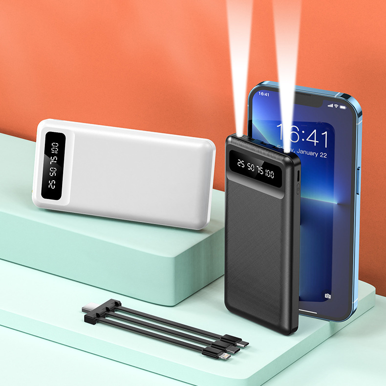 Power Bank 20000mAh 3-Wire Fast Charging Powerbank LED Display Flashlight Phone Holder Portable Battery Charger For all Phones iPhone Xiaomi Huawei Samsung oppo tenco Infinix