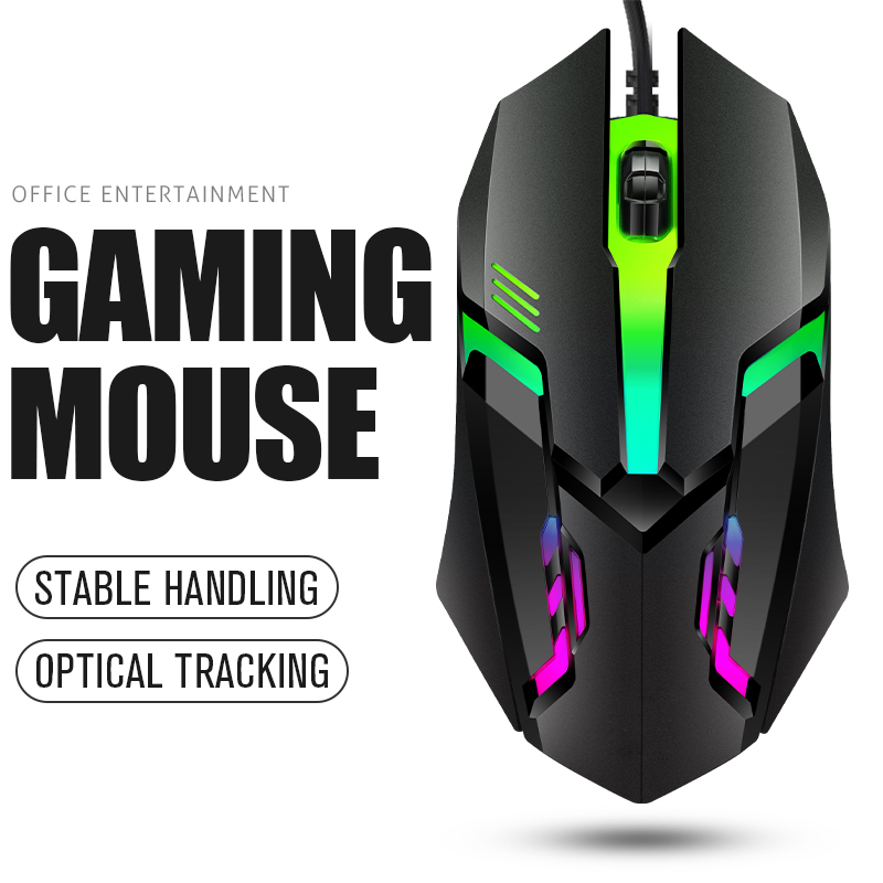 Computer Mouse USB Wired Gaming Mouse RGB LED Light E-sports