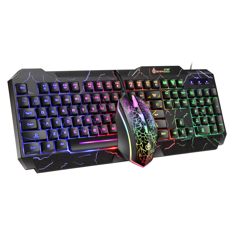 2-IN-1 Gaming Keyboard + Mouse Set Colorful Backlight USB Wired Game Keyboard and Mouse suit for Desktop Laptop PC