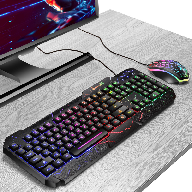 2-IN-1 Gaming Keyboard + Mouse Set Colorful Backlight USB Wired Game Keyboard and Mouse suit for Desktop Laptop PC