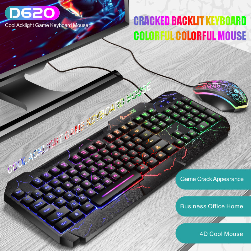 2-IN-1 Gaming Keyboard + Mouse Set Colorful Backlight USB Wired Game Keyboard and Mouse suit for Desktop Laptop PC