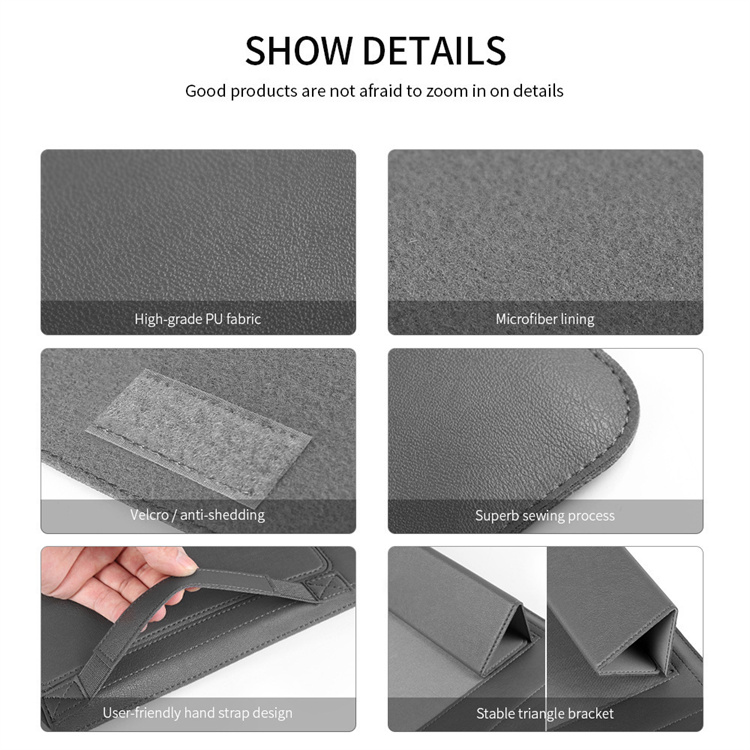 Fancy Leather Laptop Sleeve Case With Stand Holder Bag with Multi-Functions 11/12/13/15 inch Notebook Protective Cover Computer Bag