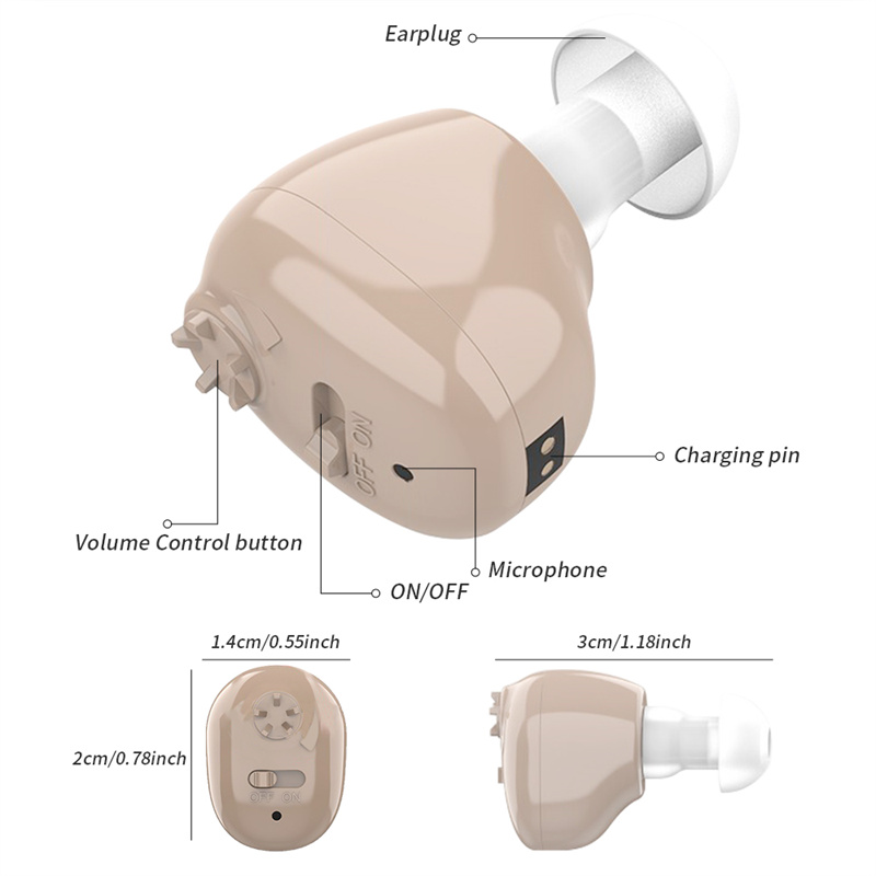 2022 new arrival best ITC Hearing Aid Rechargeable Hearing Amplifier Ear Hearing Aid for The Elderly Sound Amplifier for Hearing Loss Aids