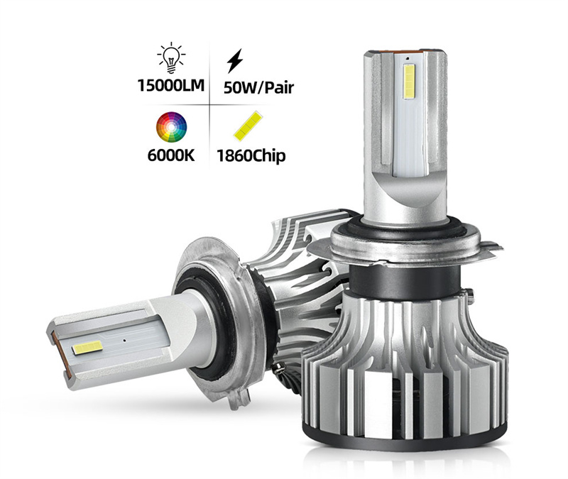 H7 H4 Condensed Light LED Car Bulb 9005 9006 H11 H1 H3 880 9004/7 9012 50W 15000LM No Radio Interference Auto Headlight 12V