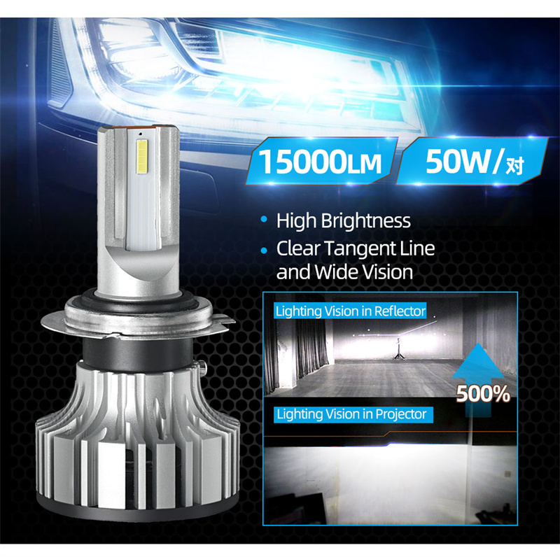 H7 H4 Condensed Light LED Car Bulb 9005 9006 H11 H1 H3 880 9004/7 9012 50W 15000LM No Radio Interference Auto Headlight 12V