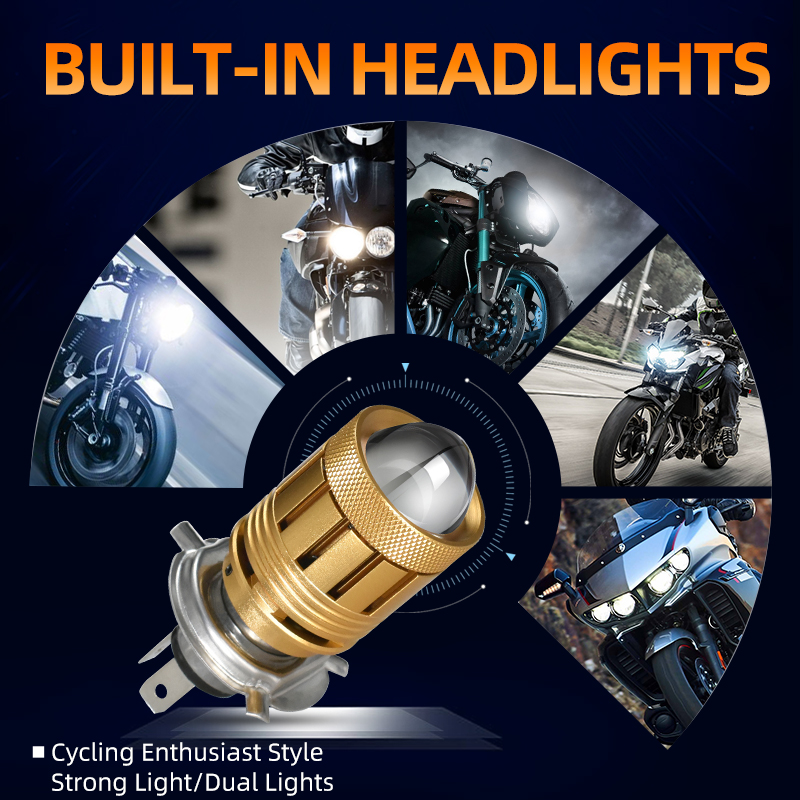RV11 Bi-LED Motorcycle Bulb H4 9003 P43t 32W 16000Lm Dual Color Projector Lens Hi/Lo Light H6 HS1 BA20D Led Motorcycle Headlight