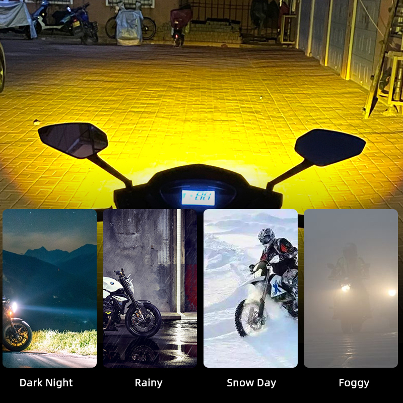 RV11 Bi-LED Motorcycle Bulb H4 9003 P43t 32W 16000Lm Dual Color Projector Lens Hi/Lo Light H6 HS1 BA20D Led Motorcycle Headlight