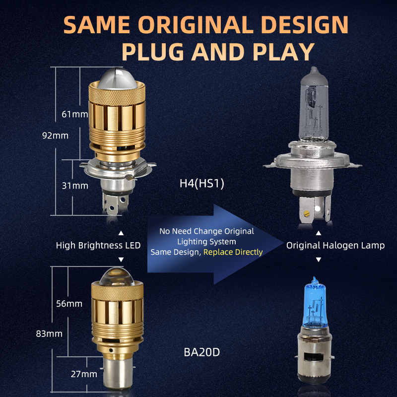 RV11 Bi-LED Motorcycle Bulb H4 9003 P43t 32W 16000Lm Dual Color Projector Lens Hi/Lo Light H6 HS1 BA20D Led Motorcycle Headlight