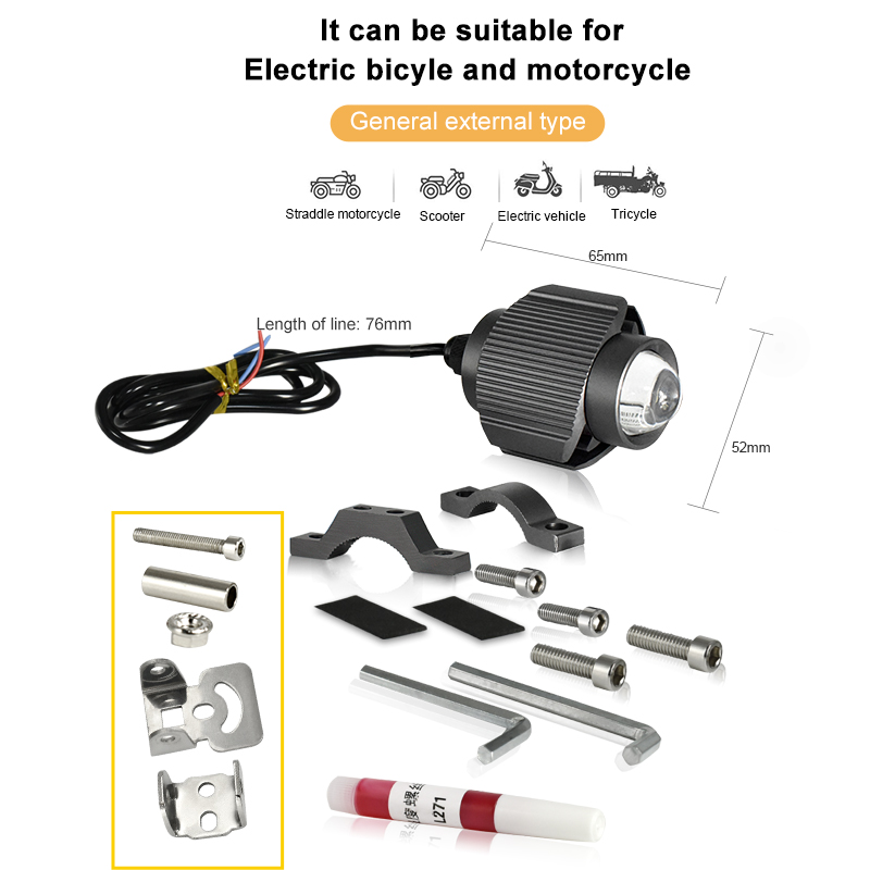 LED Motorcycle Headlight Tri-Color Projector Bi Lens Moto Bike E Bike Mini Driving Lamp DRL SUV Truck Car Light Accessory 12V