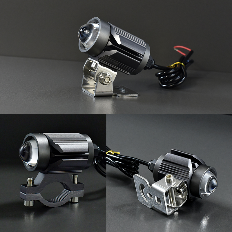 LED Motorcycle Headlight Tri-Color Projector Bi Lens Moto Bike E Bike Mini Driving Lamp DRL SUV Truck Car Light Accessory 12V