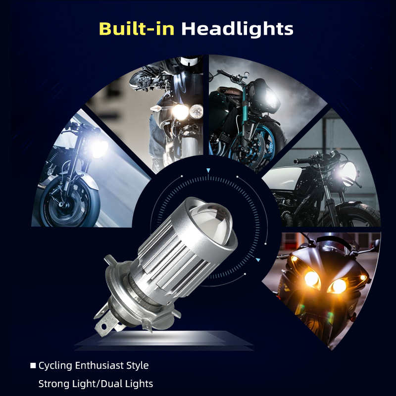 V10 Motorcycle LED Headlight Bulb H4 BA20D 24W 12000Lm Bi Lens Dual Light Colors 6000K 3000K High Low For Motorcycle Lighting