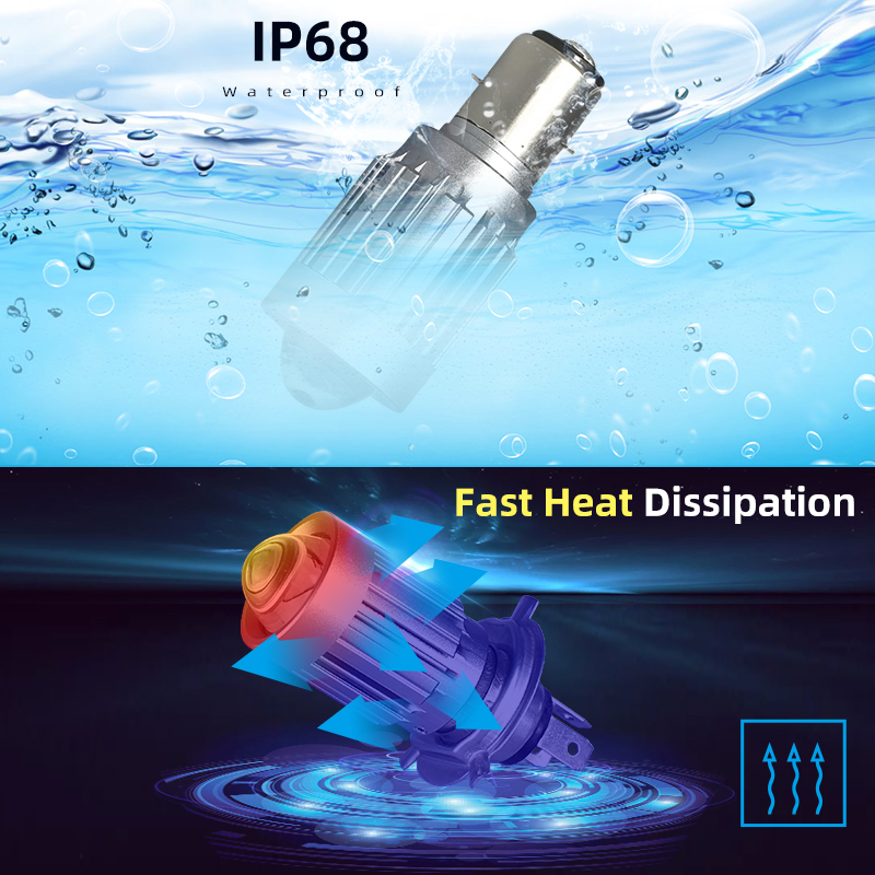 V10 Motorcycle LED Headlight Bulb H4 BA20D 24W 12000Lm Bi Lens Dual Light Colors 6000K 3000K High Low For Motorcycle Lighting