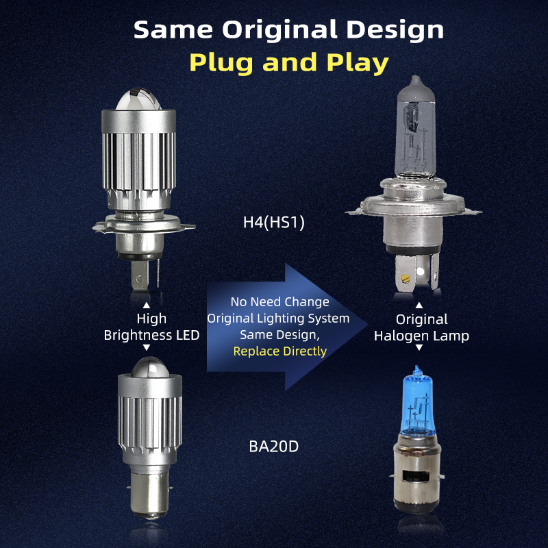 V10 Motorcycle LED Headlight Bulb H4 BA20D 24W 12000Lm Bi Lens Dual Light Colors 6000K 3000K High Low For Motorcycle Lighting