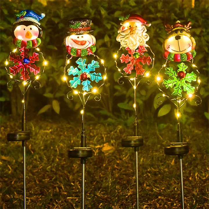 Solar Lights LED Waterproof Garden Landscape Christmas Decor Snowman Deer Lights for Garden Yard Lawn Pathway