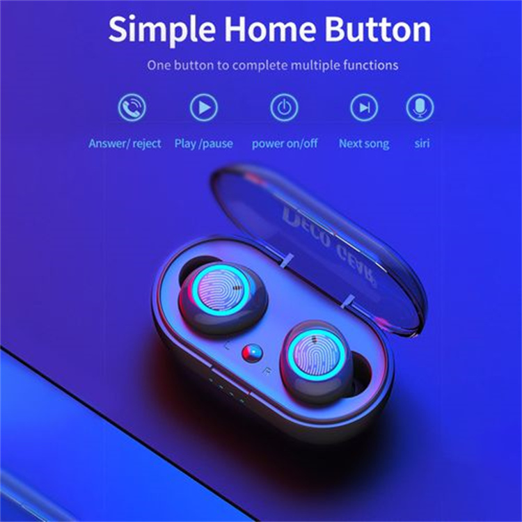 Deco Gear Wireless Headphones Bluetooth 5.0 Fingerprint Touch Earphones Mini In-Ear Sports Running Earplug