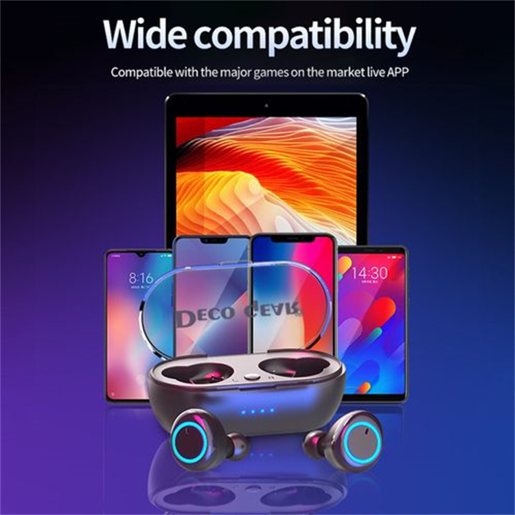 Deco Gear Wireless Headphones Bluetooth 5.0 Fingerprint Touch Earphones Mini In-Ear Sports Running Earplug
