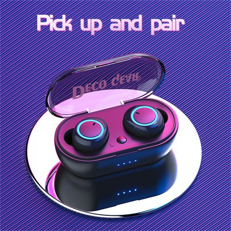 Deco Gear Wireless Headphones Bluetooth 5.0 Fingerprint Touch Earphones Mini In-Ear Sports Running Earplug