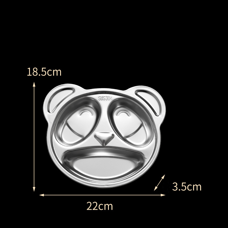304 Stainless Steel Dinner Plate for Kids Cartoon Shape Dinner Plate Three Grid Stainless Steel Dinner Plate School Lunch Box 2pcs