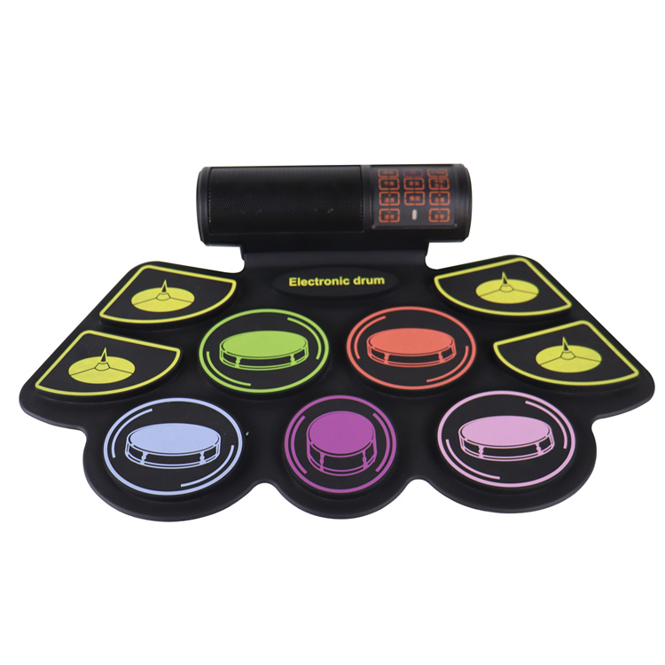 9 Pads Electronic BT Roll-Up Protable Drum Set 9 Volumes Speed Adjustable Silicone Drum Pads