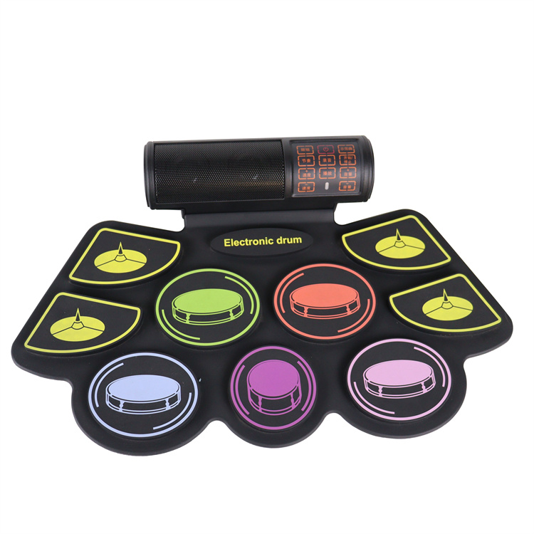 9 Pads Electronic BT Roll-Up Protable Drum Set 9 Volumes Speed Adjustable Silicone Drum Pads