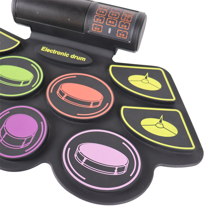 9 Pads Electronic BT Roll-Up Protable Drum Set 9 Volumes Speed Adjustable Silicone Drum Pads