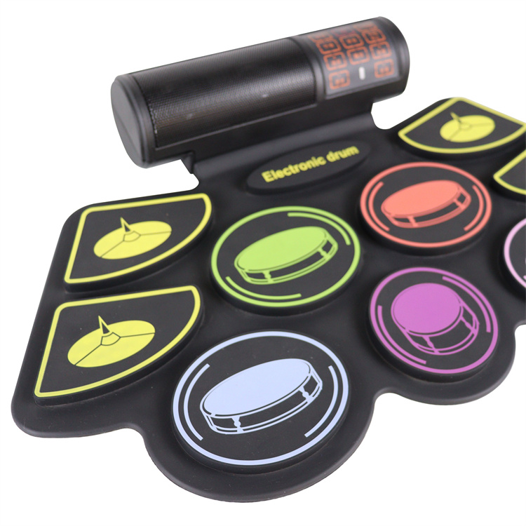 9 Pads Electronic BT Roll-Up Protable Drum Set 9 Volumes Speed Adjustable Silicone Drum Pads