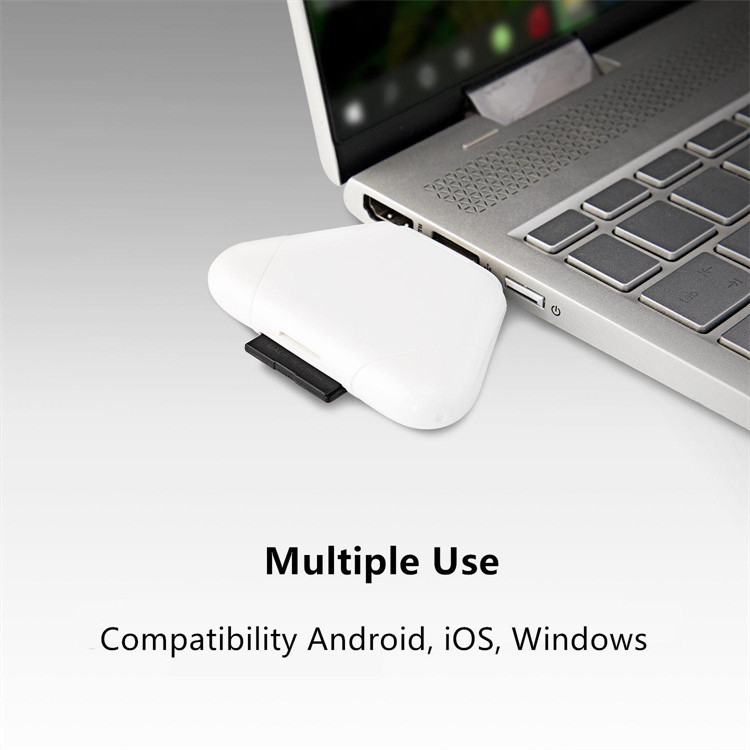 SD Card Reader USB-C, 3-in-1 Memory Card Reader for iPhone/iPad USB A Devices, Camera Card Adapter Trail Camera Viewer Compatible with PC Android phone