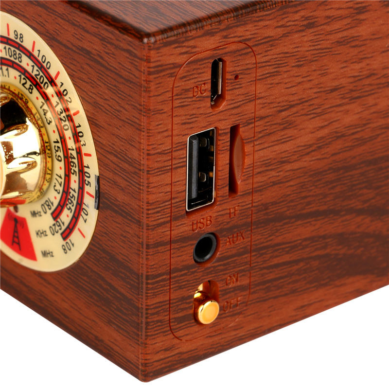 Retro Wooden Vinyl Look BT Speaker Vintage Radio Bluetooth Speaker Portable Mini Bluetooth Speaker With FM Radio