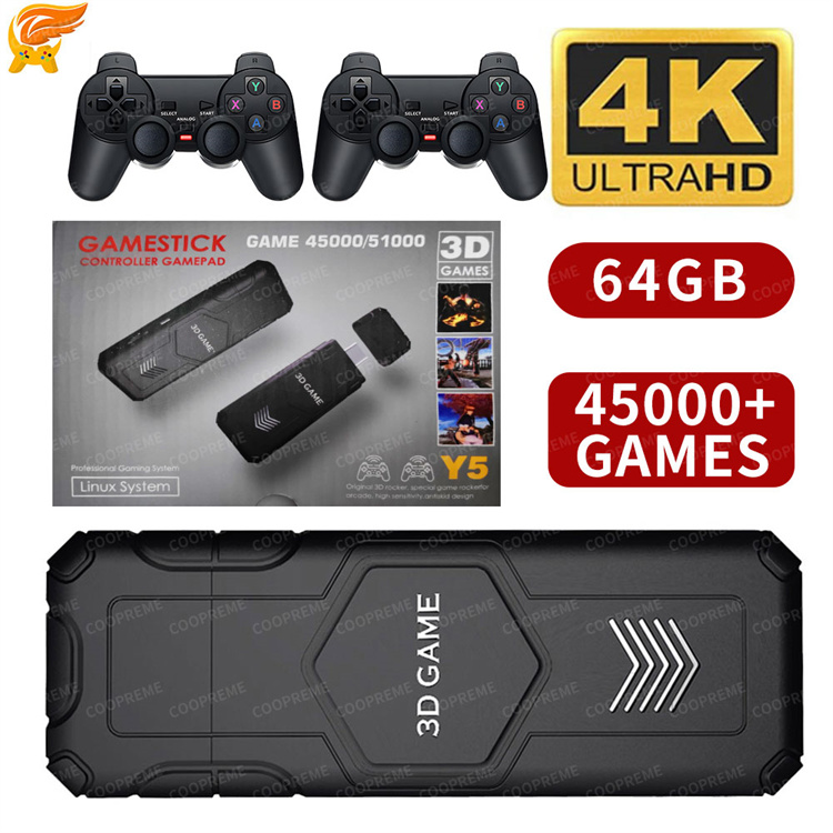 Y5 Retro Game Console 4K HD Video Game Console 2.4G Dual Wireless Controller Gaming Stick Classic TV Game Console