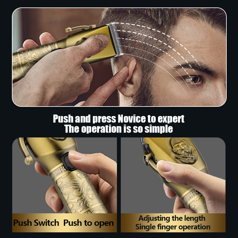 Newest Electric Senior Barber Hair Clipper Machine Trimmer Professional Portable Gold Electric Hair Clipper Set T-Blade Nose Hair Beard Trimmer Set Hair Cutting Grooming Kit