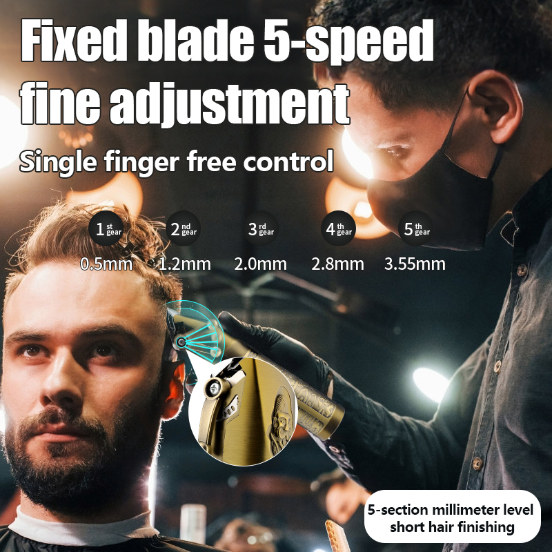 Newest Electric Senior Barber Hair Clipper Machine Trimmer Professional Portable Gold Electric Hair Clipper Set T-Blade Nose Hair Beard Trimmer Set Hair Cutting Grooming Kit