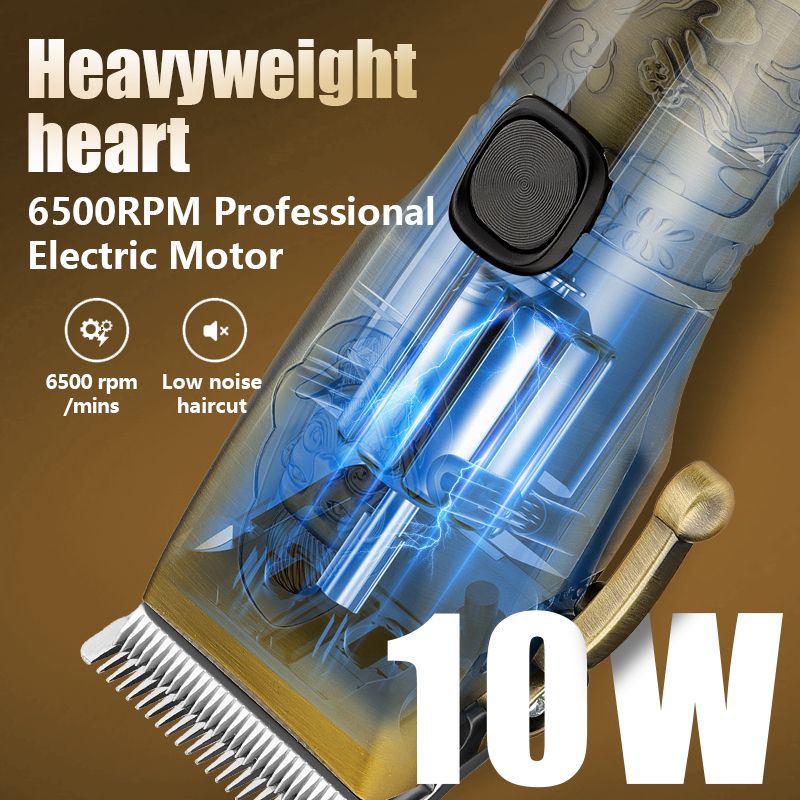 Newest Electric Senior Barber Hair Clipper Machine Trimmer Professional Portable Gold Electric Hair Clipper Set T-Blade Nose Hair Beard Trimmer Set Hair Cutting Grooming Kit