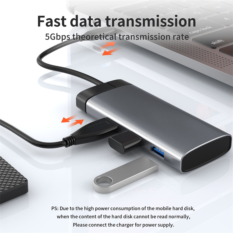 2023 New Arrival Multiport Adapter USB Hub for iPad Pro Dell XPS Laptop PD USB C Type C To 4K HDMl Multi Docking Station 5 In 1