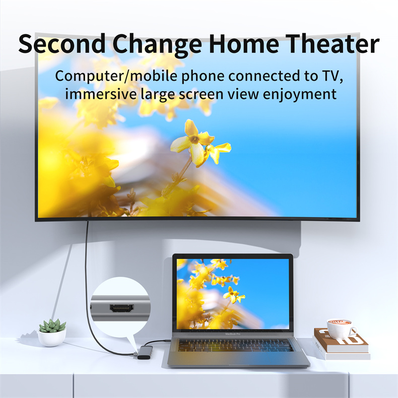 2023 New Arrival Multiport Adapter USB Hub for iPad Pro Dell XPS Laptop PD USB C Type C To 4K HDMl Multi Docking Station 5 In 1