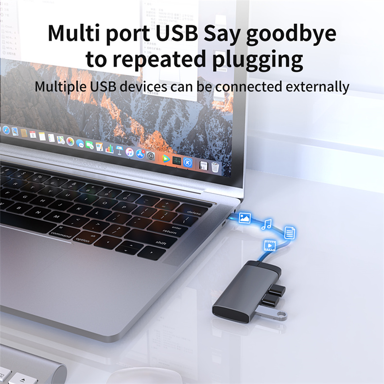 2023 New Arrival Multiport Adapter USB Hub for iPad Pro Dell XPS Laptop PD USB C Type C To 4K HDMl Multi Docking Station 5 In 1