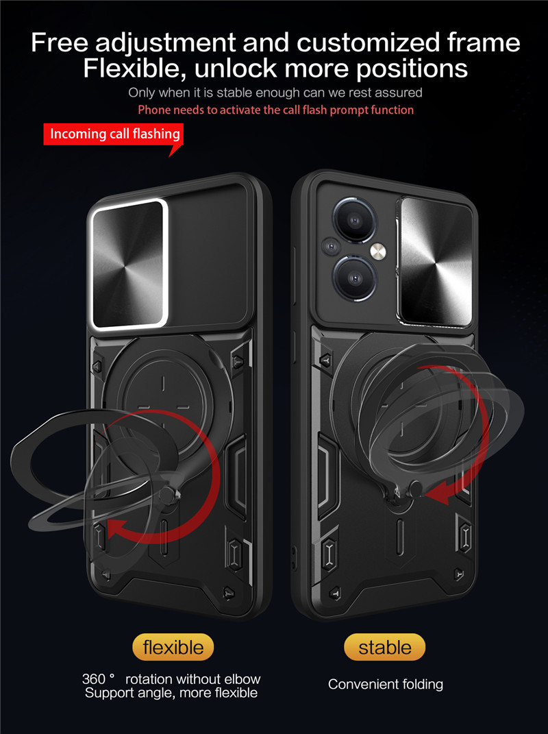 Mobile Phone cases 5G Case Slide Camera Lens Protection Ring Holder Armor Shockproof Coque For  Tecno Infinix Samsung OPPO REALME Xiaomi Redmi VIVO Iphone Huawei